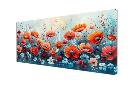 Blume Malen nach Zahlen Anlage Malen Nach Zahlen Erwachsene Groß 40x90 cm Leinwand DIY Anfänger Handgemalt Ölgemälde Bastelset Erwachsene Mit Pinseln und Acrylfarbe für Room Decor (Ohne Rahmen) Y6-276 von Yhfunfo