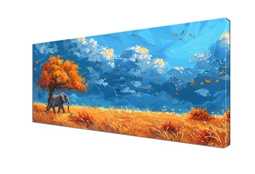 Himmel Malen nach Zahlen Landschaft Malen Nach Zahlen Erwachsene Groß 40x90 cm Leinwand DIY Handgemalt Ölgemälde Bastelset Erwachsene Mit Pinseln und Acrylfarbe für Room Decor (Ohne Rahmen) Y6-354 von Yhfunfo