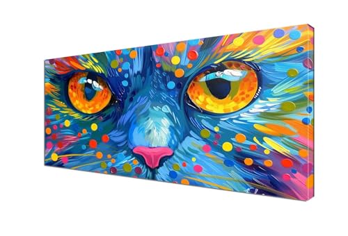 Katze Malen nach Zahlen Auge Malen Nach Zahlen Erwachsene Groß 100x200 cm Leinwand DIY Anfänger Handgemalt Ölgemälde Bastelset Erwachsene Mit Pinseln und Acrylfarbe für Room Decor (Ohne Rahmen) Y6-326 von Yhfunfo