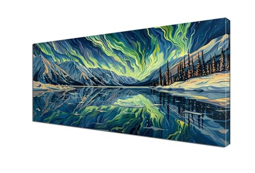 Malen Nach Zahlen Erwachsene Aurora, DIY Paint by Numbers abstrakt Malen Nach Zahlen XXL 100x200 cm mit Pinseln und Acrylfarben Handgemalt Ölgemälde Leinwand Set für Home Decor, Ohne Rahmen Y6-367 von Yhfunfo