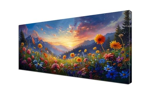 Malen Nach Zahlen Erwachsene Berg, DIY Paint by Numbers Blume Malen Nach Zahlen XXL 100x200 cm mit Pinseln und Acrylfarben Handgemalt Ölgemälde Leinwand Set Geschenk für Home Decor, Ohne Rahmen Y6-377 von Yhfunfo