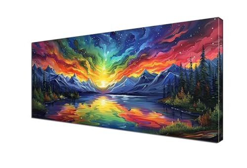 Malen Nach Zahlen Erwachsene Bunt, DIY Paint by Numbers Aurora Malen Nach Zahlen XXL 100x200 cm mit Pinseln und Acrylfarben Handgemalt Ölgemälde Leinwand Set Geschenk für Home Decor,Ohne Rahmen Y6-371 von Yhfunfo