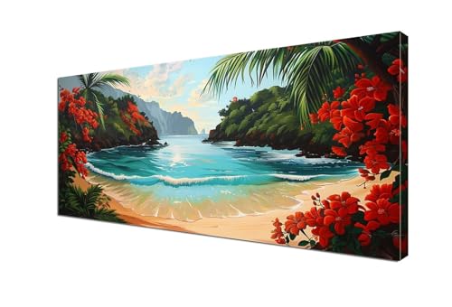 Malen Nach Zahlen Erwachsene Landschaft, DIY Paint by Numbers Strand Malen Nach Zahlen XXL 100x200 cm mit Pinseln und Acrylfarben Handgemalt Ölgemälde Leinwand Set für Home Decor, Ohne Rahmen Y6-415 von Yhfunfo