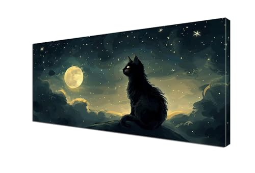 Malen Nach Zahlen Erwachsene Mond, DIY Paint by Numbers Katze Malen Nach Zahlen XXL 100x200 cm mit Pinseln und Acrylfarben Handgemalt Ölgemälde Leinwand Set Geschenk für Home Decor, Ohne Rahmen Y6-365 von Yhfunfo