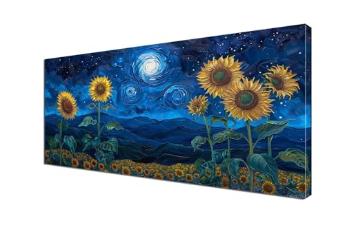 Malen Nach Zahlen Erwachsene Mond, DIY Paint by Numbers Sonnenblume Malen Nach Zahlen XXL 100x200 cm mit Pinseln und Acrylfarben Handgemalt Ölgemälde Leinwand Set für Home Decor, Ohne Rahmen Y6-411 von Yhfunfo