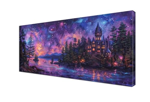 Malen Nach Zahlen Erwachsene Schloss, DIY Paint by Numbers Baum Malen Nach Zahlen XXL 100x200 cm mit Pinseln und Acrylfarben Handgemalt Ölgemälde Leinwand Set Geschenk,Home Decor, Ohne Rahmen Y6-405 von Yhfunfo