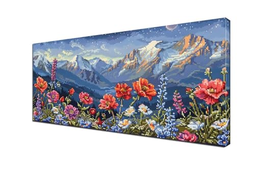 Malen Nach Zahlen Erwachsene Schneeberg, DIY Paint by Numbers Blume Malen Nach Zahlen XXL 100x200 cm mit Pinseln und Acrylfarben Handgemalt Ölgemälde Leinwand Set für Home Decor, Ohne Rahmen Y6-381 von Yhfunfo