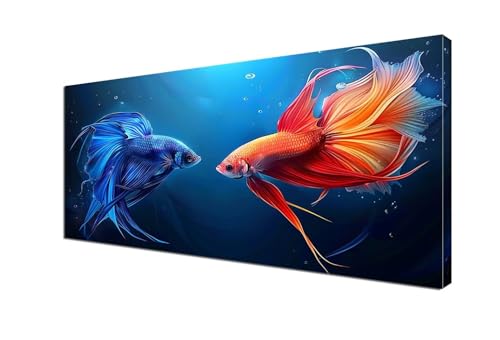 Malen Nach Zahlen Erwachsene Tier, DIY Paint by Numbers Fisch Malen Nach Zahlen XXL 100x200 cm mit Pinseln und Acrylfarben Handgemalt Ölgemälde Leinwand Set Geschenk für Home Decor, Ohne Rahmen Y6-429 von Yhfunfo