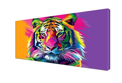 Malen Nach Zahlen Erwachsene Tier, DIY Paint by Numbers Tiger Malen Nach Zahlen XXL 25x50 cm mit Pinseln und Acrylfarben Handgemalt Ölgemälde Leinwand Set Geschenk für Home Decor, Ohne Rahmen Y6-339 von Yhfunfo