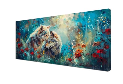 Malen Nach Zahlen Erwachsene Tier, DIY Paint by Numbers Wolf Malen Nach Zahlen XXL 90x180 cm mit Pinseln und Acrylfarben Handgemalt Ölgemälde Leinwand Set Geschenk für Home Decor, Ohne Rahmen Y6-441 von Yhfunfo