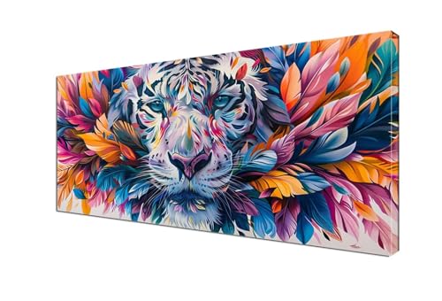 Malen Nach Zahlen Erwachsene Tiger, DIY Paint by Numbers Bunt Malen Nach Zahlen XXL 100x200 cm mit Pinseln und Acrylfarben Handgemalt Ölgemälde Leinwand Set Geschenk für Home Decor, Ohne Rahmen Y6-389 von Yhfunfo