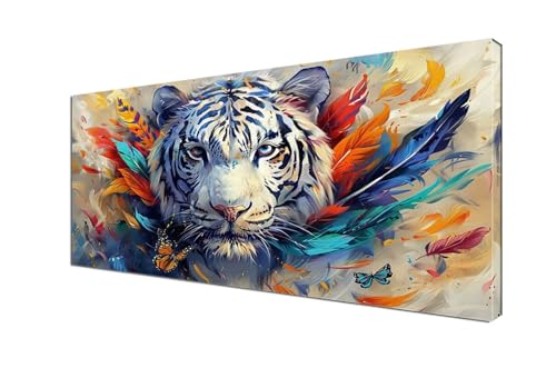 Malen Nach Zahlen Erwachsene Tiger, DIY Paint by Numbers Tier Malen Nach Zahlen XXL 100x200 cm mit Pinseln und Acrylfarben Handgemalt Ölgemälde Leinwand Set Geschenk für Home Decor, Ohne Rahmen Y6-373 von Yhfunfo