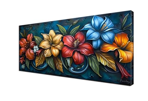 Malen Nach Zahlen Erwachsene abstrakt, DIY Paint by Numbers Blume Malen Nach Zahlen XXL 70x140 cm mit Pinseln und Acrylfarben Handgemalt Ölgemälde Leinwand Set Geschenk,Home Decor, Ohne Rahmen Y6-349 von Yhfunfo