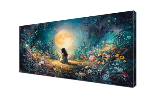 Mond Malen nach Zahlen Mädchen Malen Nach Zahlen Erwachsene Groß 100x200 cm Leinwand DIY Anfänger Handgemalt Ölgemälde Bastelset Erwachsene Mit Pinseln und Acrylfarbe, Room Decor (Ohne Rahmen) Y6-408 von Yhfunfo