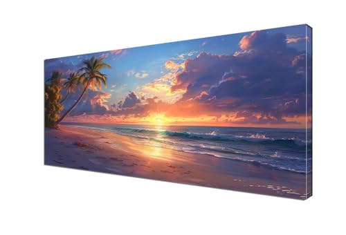 Sonnenuntergang Malen nach Zahlen Strand Malen Nach Zahlen Erwachsene Groß 100x200 cm Leinwand DIY Handgemalt Ölgemälde Bastelset Erwachsene Mit Pinseln und Acrylfarbe, Room Decor (Ohne Rahmen) Y6-428 von Yhfunfo