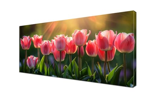 Tulpe Malen nach Zahlen Blume Malen Nach Zahlen Erwachsene Groß 45x90 cm Leinwand DIY Anfänger Handgemalt Ölgemälde Bastelset Erwachsene Mit Pinseln und Acrylfarbe für Room Decor (Ohne Rahmen) Y6-318 von Yhfunfo