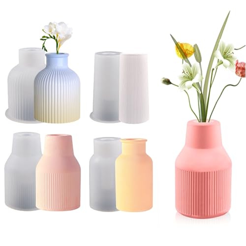 4 Stück Silikonform Vase, Vase Gießformen,Epoxidharz Formen Vase,Blumenvase Silikonformen,DIY Blumenvasen Silikonformen Gießformen für die Herstellung von Blumenvase und Heimdekoration von Yhjxly