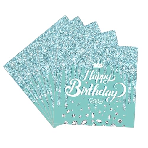 Servietten Happy Birthday, 40 Stück Blau Diamant Geburtstag Serviette,Papierservietten Geburtstag,Tischdeko Geburtstag Servietten, für Kind Geburtstag Party Dekoration, 33 * 33cm (Blau) von Yhjxly