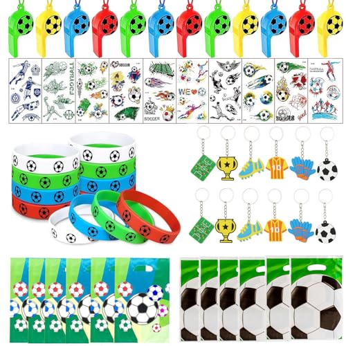 Yhjxly Fußball Geburtstag Mitgebsel Kindergeburtstag,66 Pcs Fußball Geburtstag Deko,Fussball Party Dekoration,Fußball Mitgebsel,Fussball Silikonarmband,fußball geburtstag deko für Jungen Mädchen von Yhjxly