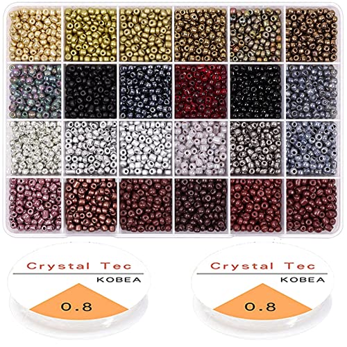 3360 Stück Glasperlen zum Auffädeln 4mm Rocailles Perlen Set Pony Beads Schmuckperlen Undurchsichtige Perlen mit Elastischen Schnur für DIY Armband Halsketten Schmuck Basteln Schmuckherstellung von Yholin