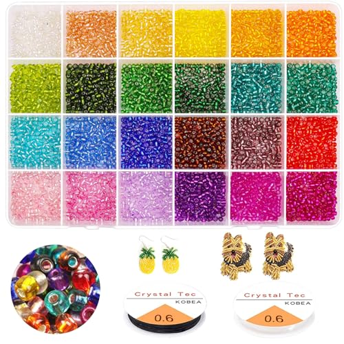 9600 Stück 3mm Glasperlen zum Auffädeln Perlen Set kleine Perlen Rocailles Perlen Bastelperlen Schmuckperlen Bunte Perlen für DIY Armbänder Halsketten Schmuck Basteln von Yholin