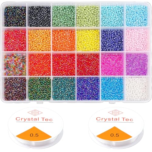 9600 Stück 3mm Glasperlen zum Auffädeln Perlen Set kleine Perlen Rocailles Perlen Bastelperlen Schmuckperlen Bunte Perlen für DIY Armbänder Halsketten Schmuck Basteln von Yholin