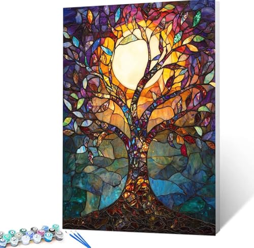 Malen Nach Zahlen Baum Malen Nach Zahlen Erwachsene Sonne Bastelset Erwachsene Frauen, DIY GemäLde Set Erwachsene mit Pinsel und Acrylfarbe Als Deko Wohnzimmer, Geschenke für Männer 100X130cm H5-137 von Yhoonn