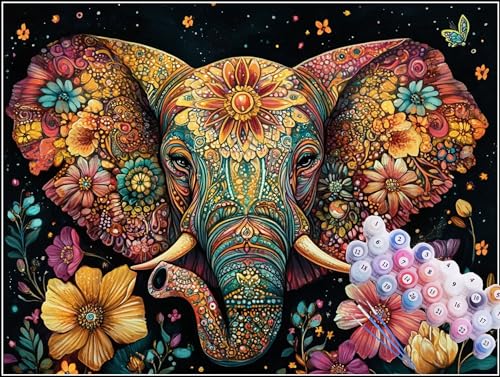 Malen Nach Zahlen Blume Malen Nach Zahlen Erwachsene Elefant Bastelset Erwachsene Frauen, DIY GemäLde Set Erwachsene mit Pinsel und Acrylfarbe Als Zimmer Deko, Geschenke für Männer 90X160cm H5-527 von Yhoonn