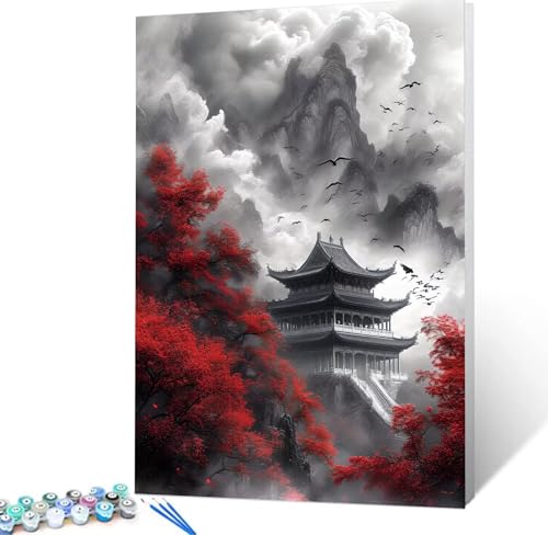 Malen Nach Zahlen Chinesischer Stil Malen Nach Zahlen Erwachsene Dachboden Bastelset Erwachsene Frauen, DIY GemäLde Set Erwachsene mit Pinsel und Acrylfarbe Als Deko Wohnzimmer, Männer 30x40cm H5-83 von Yhoonn