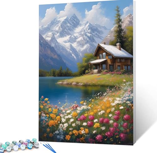 Malen Nach Zahlen Erwachsene Architektur, Paint by Numbers Knitterfreie Leinwand Bilder Blume Malen Nach Zahlen Kinder, DIY Handgemalt Ölgemälde Bastelset Erwachsene Wanddeko, Geschenke 30x40cm H5-19 von Yhoonn