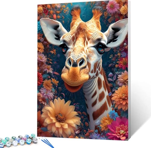 Malen Nach Zahlen Erwachsene Giraffe Komplettset Malen Nach Zahlen Gänseblümchen Malen Nach Zahlen ab 9 Jahre MÃdchen Kinder, DIY Handgemalt Ölgemälde Kreativ Set, Knitterfreie Leinwand 40x50cm H5-33 von Yhoonn