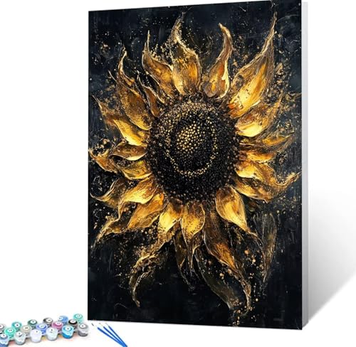 Malen Nach Zahlen Erwachsene Sonnenblume, Paint by Numbers Knitterfreie Leinwand Bilder Anlage Malen Nach Zahlen Kinder, DIY Handgemalt Ölgemälde Kreativ Bastelset Erwachsene Wanddeko 30x40cm H5-124 von Yhoonn