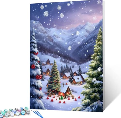 Malen Nach Zahlen Erwachsene Winter, Paint by Numbers Knitterfreie Leinwand Bilder Schneeflocke Malen Nach Zahlen Kinder, DIY Handgemalt Ölgemälde Kreativ Bastelset Erwachsene Wanddeko 30x40cm H5-97 von Yhoonn