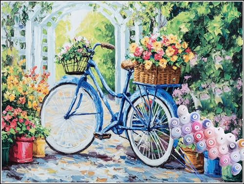 Malen Nach Zahlen Fahrrad Malen Nach Zahlen Erwachsene Blume Bastelset Erwachsene Frauen, DIY GemäLde Set Erwachsene mit Pinsel und Acrylfarbe Als Deko Wohnzimmer, Geschenke für Männer 30x40cm H5-503 von Yhoonn