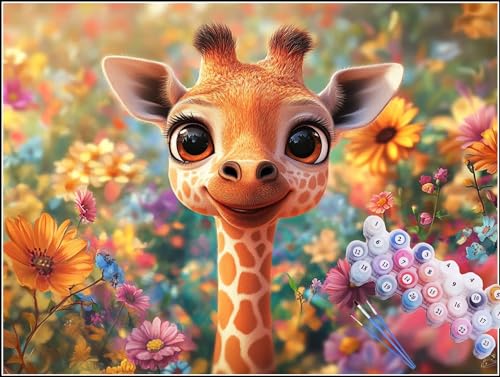 Malen Nach Zahlen Giraffe Malen Nach Zahlen Erwachsene Blume Bastelset Erwachsene Frauen, DIY GemäLde Set Erwachsene mit Pinsel und Acrylfarbe Als Deko Wohnzimmer, Geschenke für Männer 30x40cm H5-827 von Yhoonn