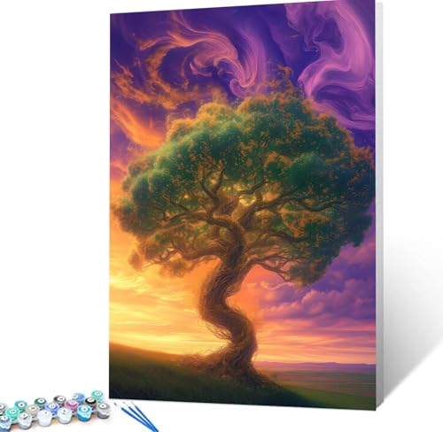 Malen Nach Zahlen Himmel Malen Nach Zahlen Erwachsene Baum Bastelset Erwachsene Frauen, DIY GemäLde Set Erwachsene mit Pinsel und Acrylfarbe Zimmer Deko Aesthetic, Geschenke für Männer 30x40cm H5-44 von Yhoonn