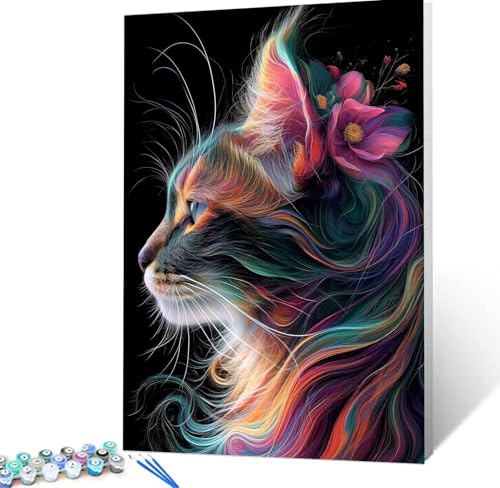 Malen Nach Zahlen Katze Malen Nach Zahlen Erwachsene Karikatur Bastelset Erwachsene Frauen, DIY GemäLde Set Erwachsene mit Pinsel und Acrylfarbe Als Zimmer Deko, Geschenke für Männer 100X130cm H5-92 von Yhoonn