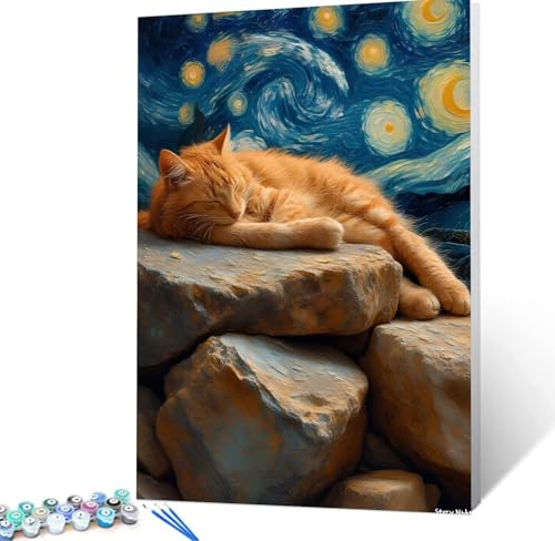 Malen Nach Zahlen Katze Malen Nach Zahlen Erwachsene Sternenhimmel Bastelset Erwachsene Frauen, DIY GemäLde Set Erwachsene mit Pinsel und Acrylfarbe Als Zimmer Deko Aesthetic, Geschenke 80X120cm H5-71 von Yhoonn