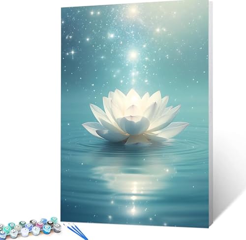 Malen Nach Zahlen Landschaft Malen Nach Zahlen Erwachsene Lotus Bastelset Erwachsene Frauen, DIY GemäLde Set Erwachsene mit Pinsel und Acrylfarbe Als Zimmer Deko, Geschenke für Männer 30x40cm H5-500 von Yhoonn