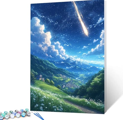 Malen Nach Zahlen Landschaft Malen Nach Zahlen Erwachsene Wiese Bastelset Erwachsene Frauen, DIY GemäLde Set Erwachsene mit Pinsel und Acrylfarbe Als Zimmer Deko, Geschenke für Männer 30x40cm H5-131 von Yhoonn