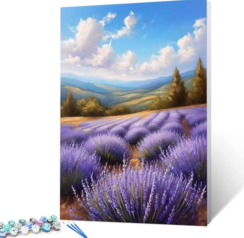 Malen Nach Zahlen Lavendel Malen Nach Zahlen Erwachsene Lila Bastelset Erwachsene Frauen, DIY GemäLde Set Erwachsene mit Pinsel und Acrylfarbe Als Deko Wohnzimmer, Geschenke für Männer 30x40cm H5-104 von Yhoonn