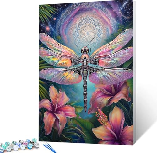 Malen Nach Zahlen Libelle Malen Nach Zahlen Erwachsene Mandala Bastelset Erwachsene Frauen, DIY GemäLde Set Erwachsene mit Pinsel und Acrylfarbe Als Zimmer Deko, Geschenke für Männer 100X130cm H5-23 von Yhoonn