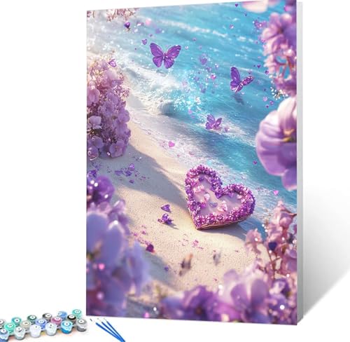 Malen Nach Zahlen Liebe Malen Nach Zahlen Erwachsene Lila Bastelset Erwachsene Frauen, DIY GemäLde Set Erwachsene mit Pinsel und Acrylfarbe Zimmer Deko Wohnzimmer, Geschenke für Männer 70x100cm H5-362 von Yhoonn