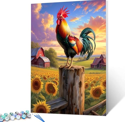 Malen Nach Zahlen Rosa Malen Nach Zahlen Erwachsene Huhn Bastelset Erwachsene Frauen, DIY GemäLde Set Erwachsene mit Pinsel und Acrylfarbe Zimmer Deko Aesthetic, Geschenke für Männer 30x40cm H5-113 von Yhoonn