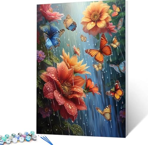 Malen Nach Zahlen Schmetterling Malen Nach Zahlen Erwachsene Blumen Bastelset Erwachsene Frauen, DIY GemäLde Set Erwachsene mit Pinsel und Acrylfarbe Als Zimmer Deko Aesthetic, Geschenke 30x40cm H5-98 von Yhoonn