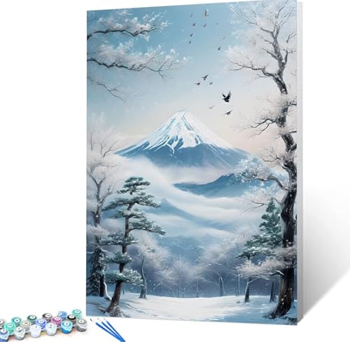 Malen Nach Zahlen Schnee Malen Nach Zahlen Erwachsene Baum Bastelset Erwachsene Frauen, DIY GemäLde Set Erwachsene mit Pinsel und Acrylfarbe Zimmer Deko Aesthetic, Geschenke für Männer 30x40cm H5-38 von Yhoonn