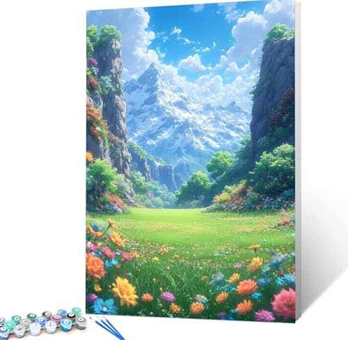 Malen Nach Zahlen Wiese Malen Nach Zahlen Erwachsene Schlucht Bastelset Erwachsene Frauen, DIY GemäLde Set Erwachsene mit Pinsel und Acrylfarbe Als Deko Wohnzimmer, Geschenke für Männer 40x50cm H5-86 von Yhoonn