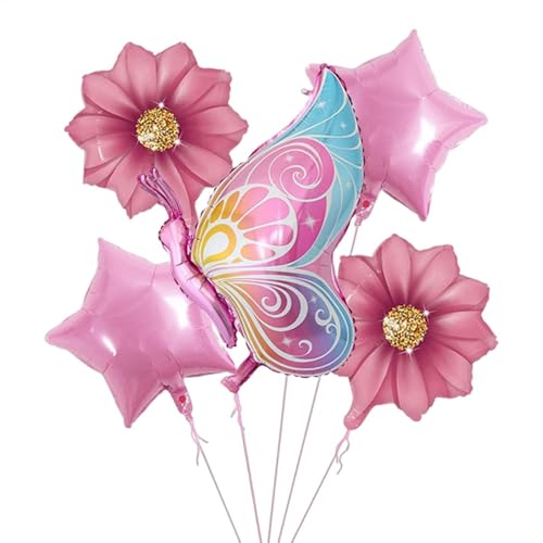 Aluminiumpapier Schmetterlingsballon | Blumenball | 7 Stücke Ballon Butterfly Dekoration Jubiläum | Bunte Luftballons - für Hochzeit, Geburtstag, Party, vorgeburtliche Party von Yhsioaklo