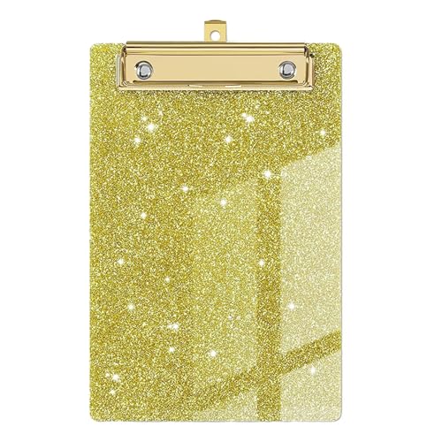 Glitzer-Klemmbrett – niedliches Klemmbrett | Acryl-Glitzer-Binder-Klemmbretter | Buchstabengröße, leicht, tragbar, schick, flaches Profil, Glitzer-Klemmbrett mit goldenem Clip für Klassenzimmer, von Yhsioaklo