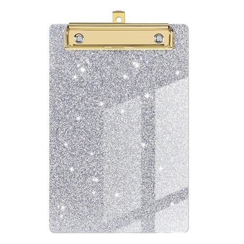 Glitzer-Klemmbrett – niedliches Klemmbrett | Acryl-Glitzer-Binder-Klemmbretter | Buchstabengröße, leicht, tragbar, schick, flaches Profil, Glitzer-Klemmbrett mit goldenem Clip für Klassenzimmer, von Yhsioaklo